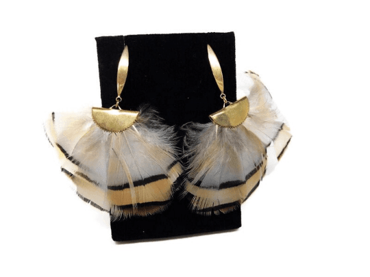 Red and Brown Feather Latin American Earrings - Naked Nation UK