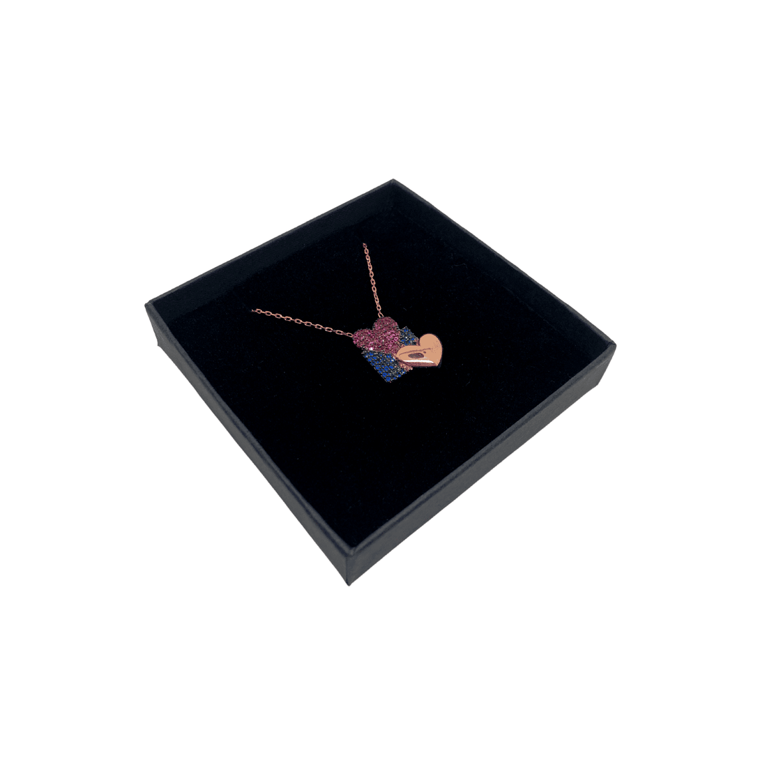 Romantic Rose Gold with two hearts Pendant Necklace - Naked Nation UK