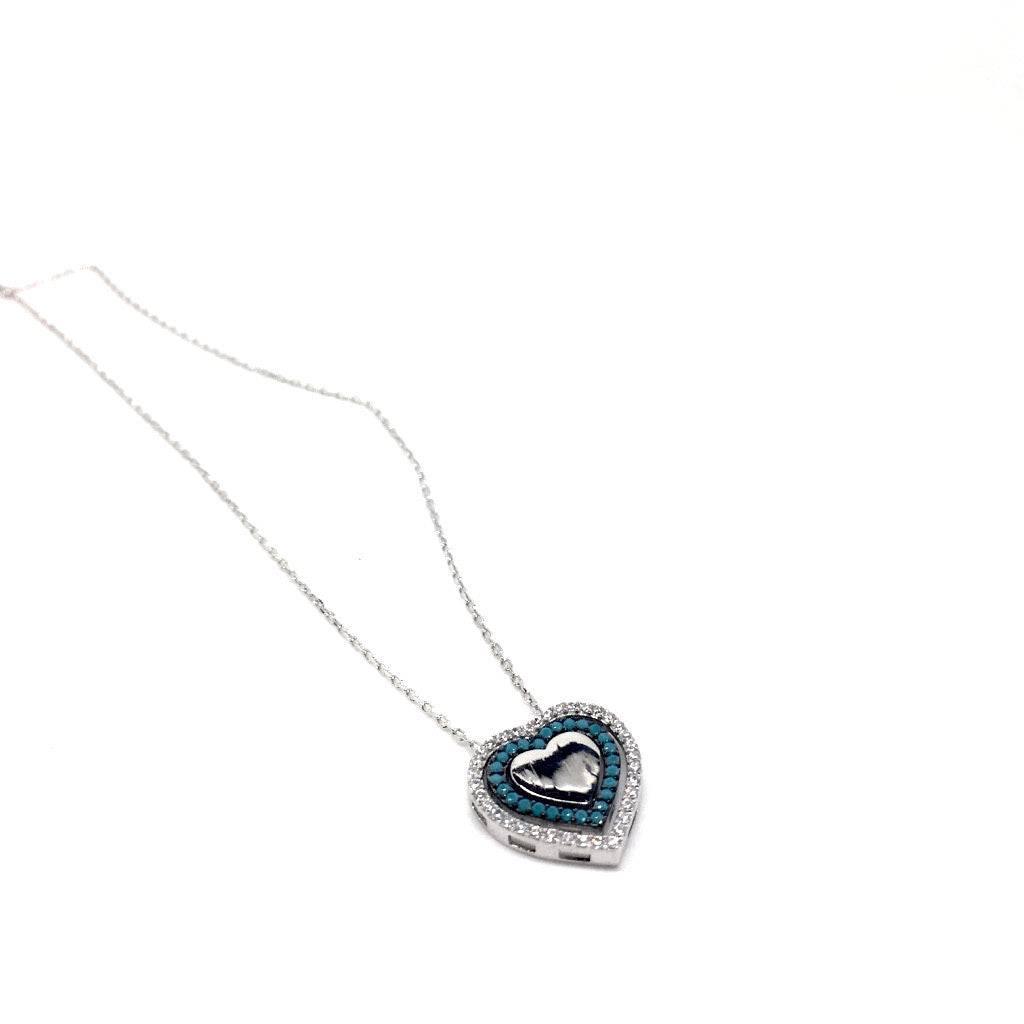 Rose Gold and Silver Cubic Zirconia Circle Heart Pendant Necklace - Naked Nation UK