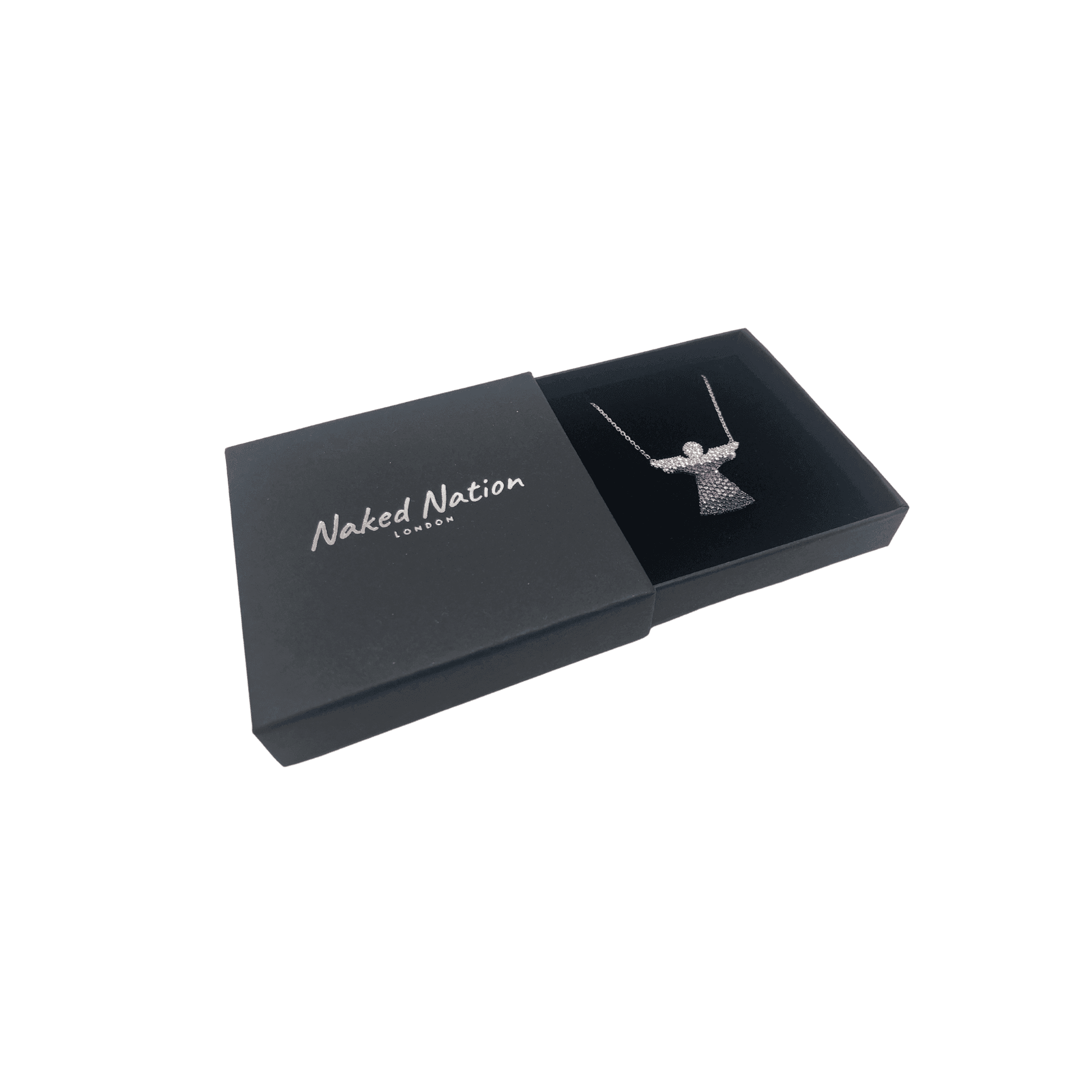 Rose Gold and Sterling Silver Angel Necklace with Colourful Crystals - Naked Nation UK