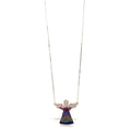 Rose Gold and Sterling Silver Angel Necklace with Colourful Crystals - Naked Nation UK