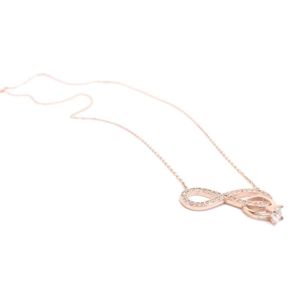 Silver and Rose Gold Crystals Infinity Pendant Necklace - Naked Nation UK