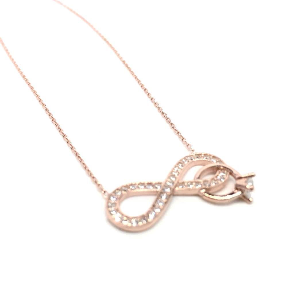 Silver and Rose Gold Crystals Infinity Pendant Necklace - Naked Nation UK