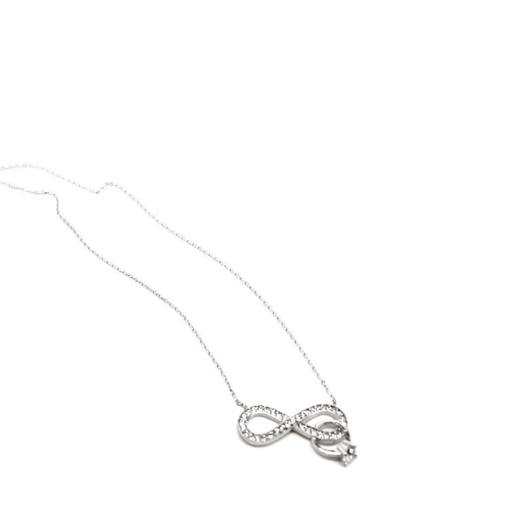 Silver and Rose Gold Crystals Infinity Pendant Necklace - Naked Nation UK