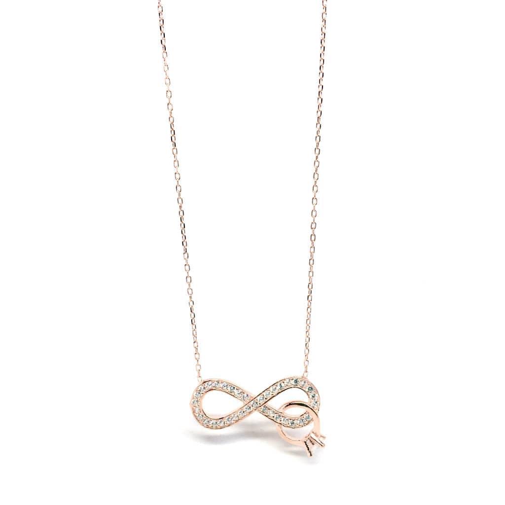 Silver and Rose Gold Crystals Infinity Pendant Necklace - Naked Nation UK