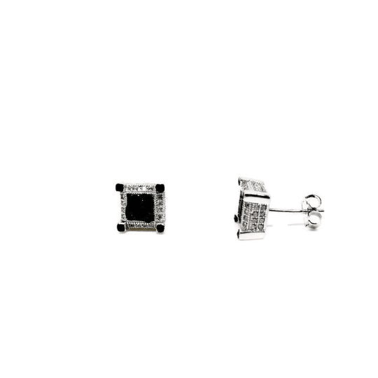 Silver Crystals Square Stud Earrings - Naked Nation UK