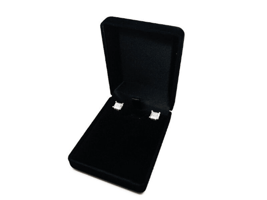 Silver Crystals Square Stud Earrings - Naked Nation UK
