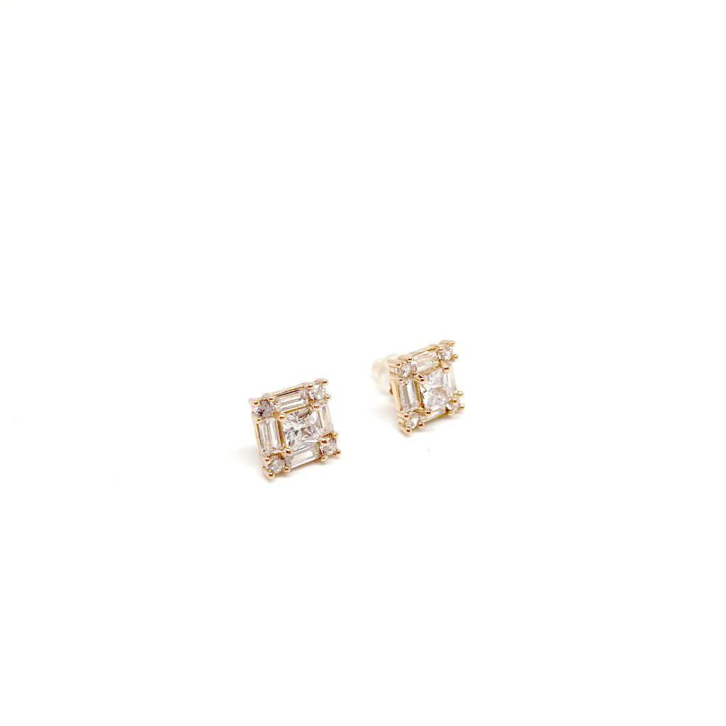 Silver Square 925 Sterling Silver Clear Stud Earrings with Luxurious Gift Box - Naked Nation UK