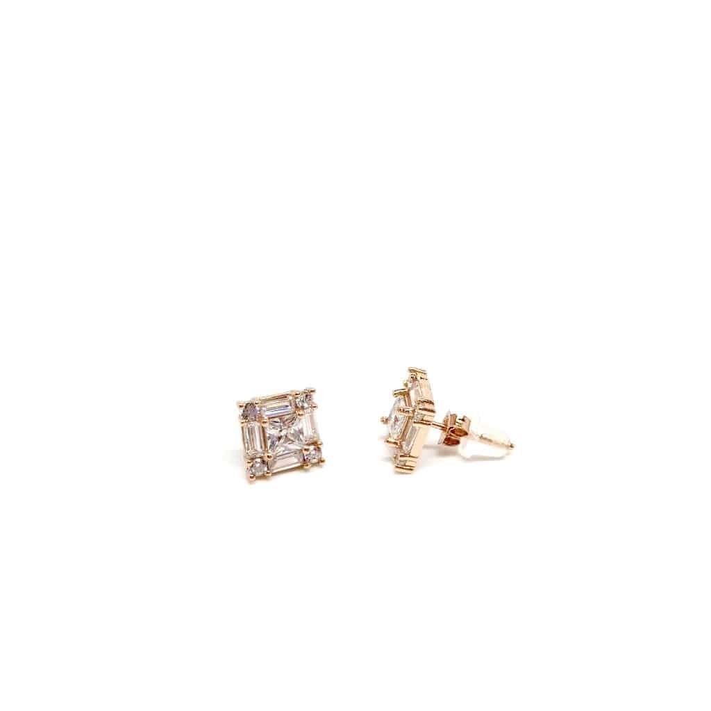Silver Square 925 Sterling Silver Clear Stud Earrings with Luxurious Gift Box - Naked Nation UK