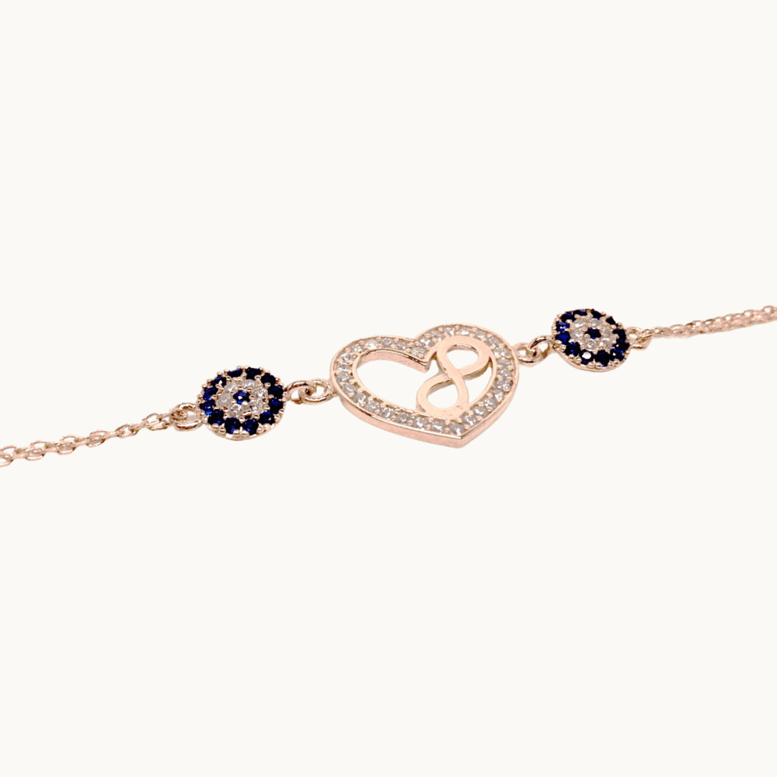 Sterling Silver and Rose Gold Bracelet with Infinity Heart - Naked Nation UK