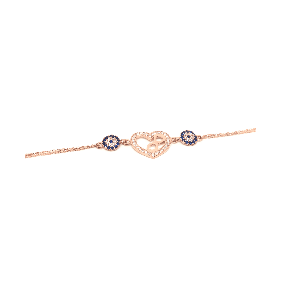 Sterling Silver and Rose Gold Bracelet with Infinity Heart - Naked Nation UK