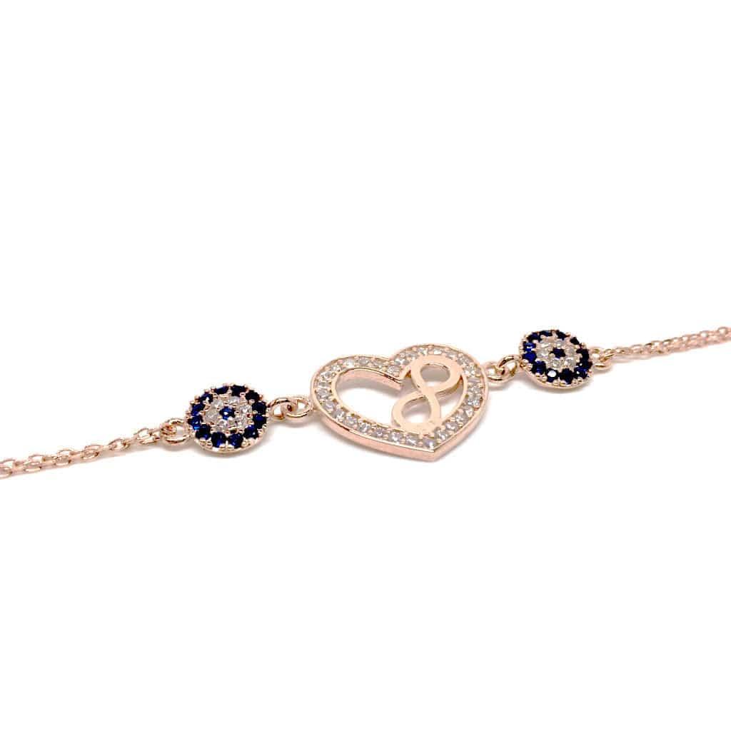 Sterling Silver and Rose Gold Bracelet with Infinity Heart - Naked Nation UK