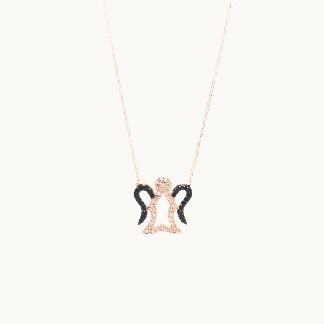Sterling Silver Angel Pendant Necklace with Cubic Zirconia Stones - Naked Nation UK