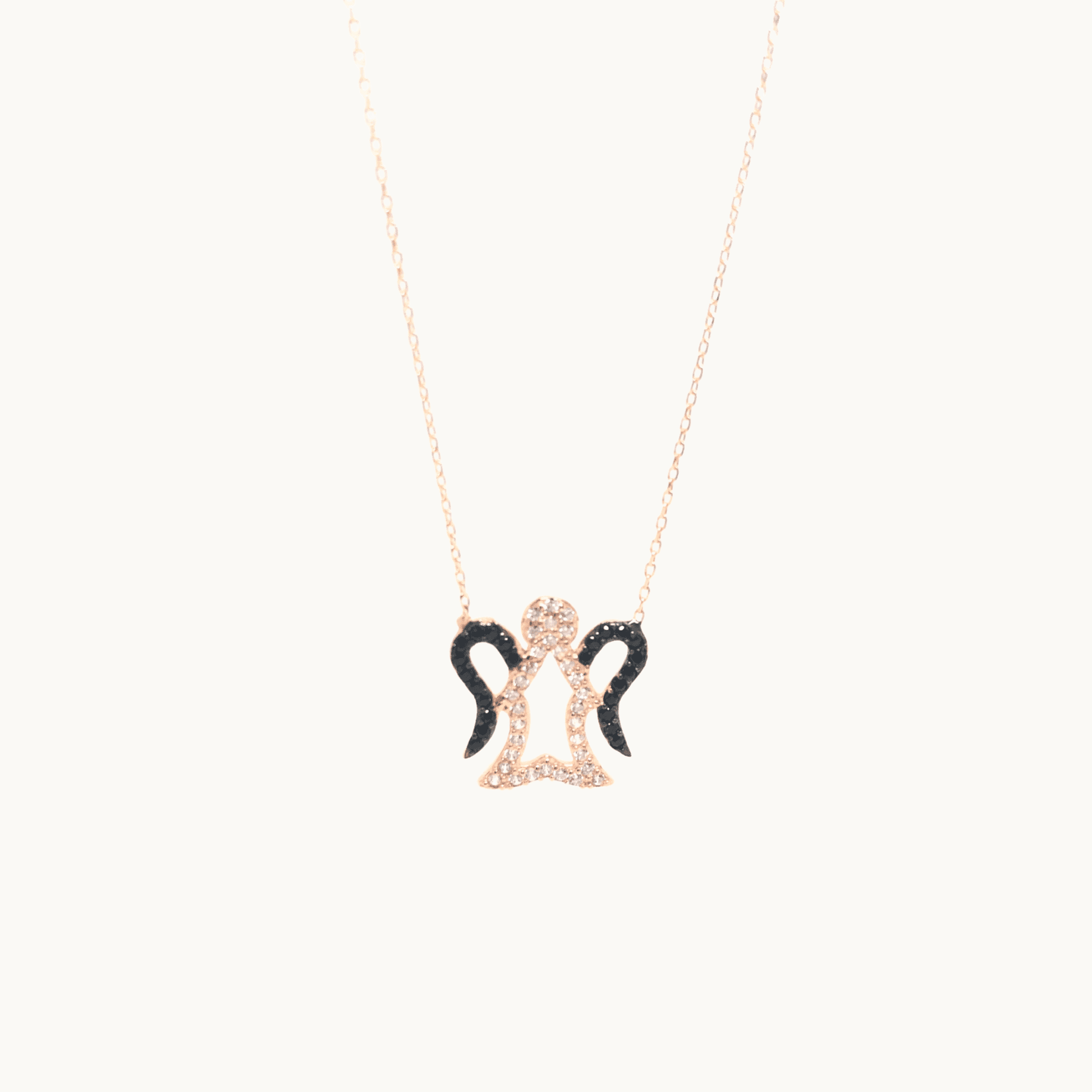 Sterling Silver Angel Pendant Necklace with Cubic Zirconia Stones - Naked Nation UK
