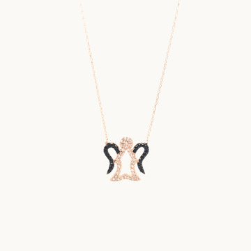 Sterling Silver Angel Pendant Necklace with Cubic Zirconia Stones - Naked Nation UK