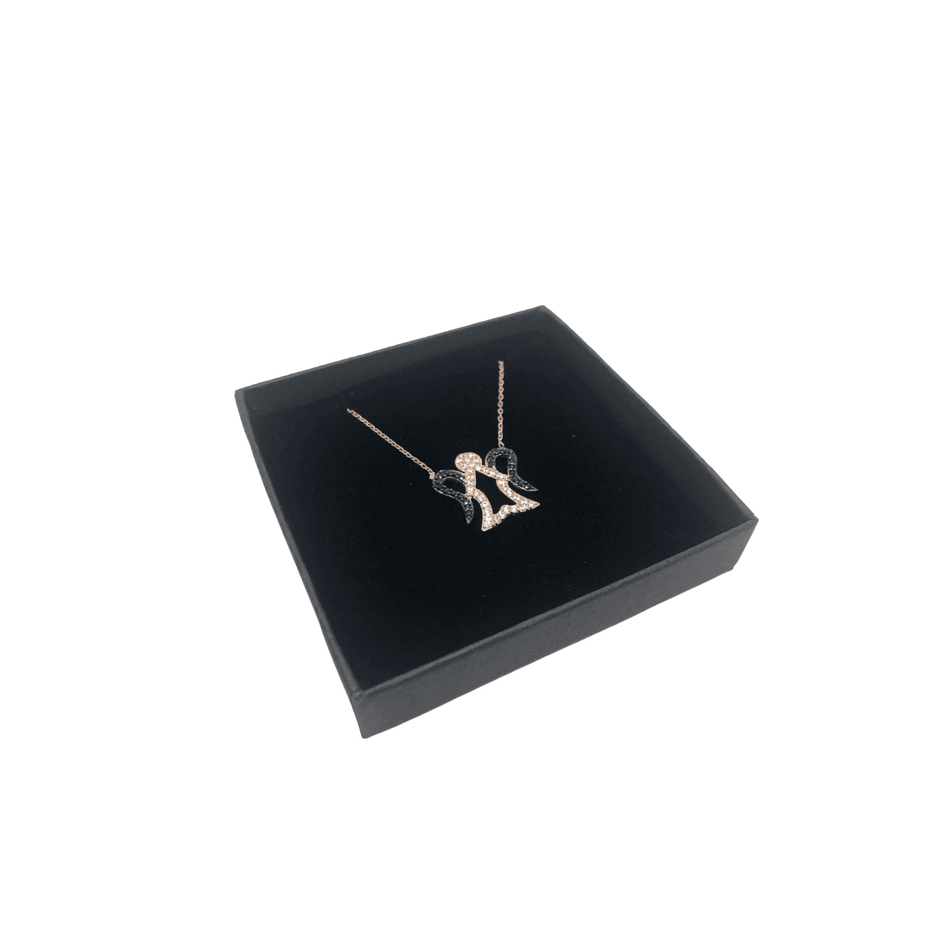 Sterling Silver Angel Pendant Necklace with Cubic Zirconia Stones - Naked Nation UK