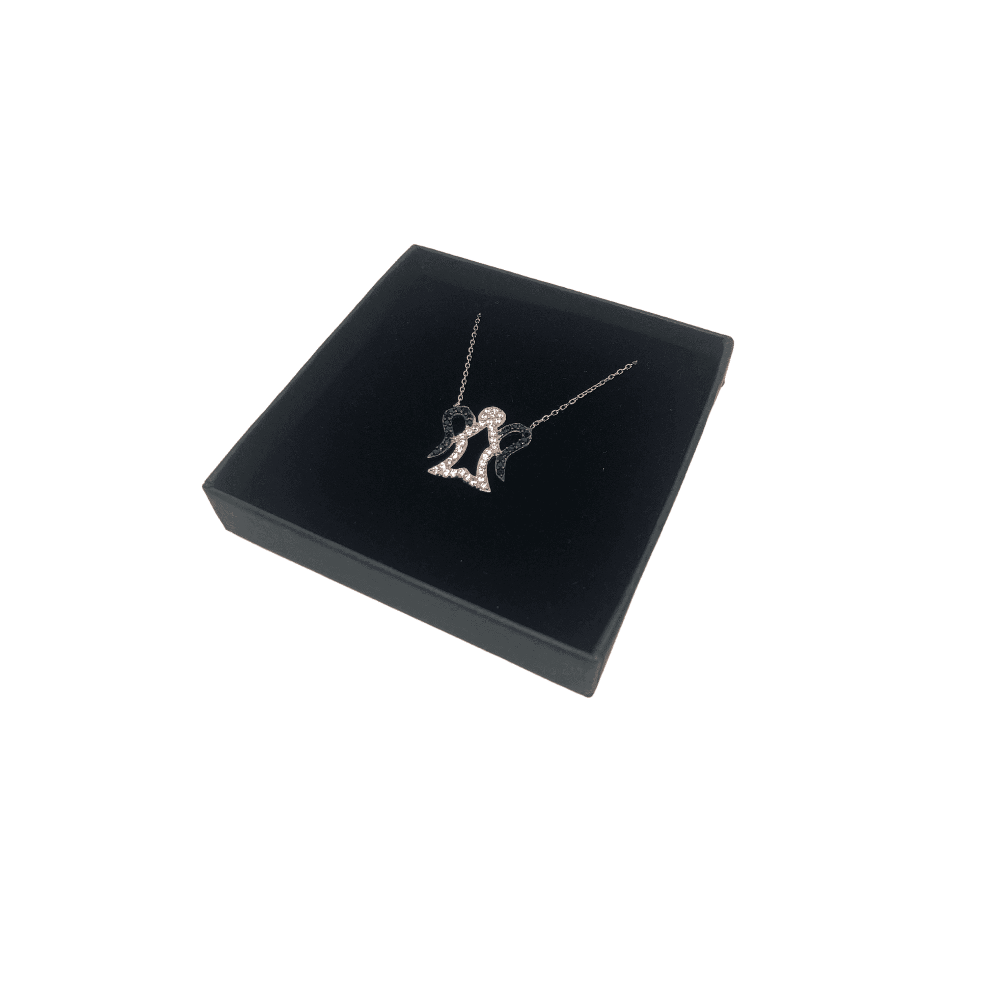 Sterling Silver Angel Pendant Necklace with Cubic Zirconia Stones - Naked Nation UK
