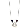 Sterling Silver Bicycle Necklace with Cubic Zirconia Hearts Pendant - Naked Nation UK