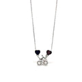 Sterling Silver Bicycle Necklace with Cubic Zirconia Hearts Pendant - Naked Nation UK