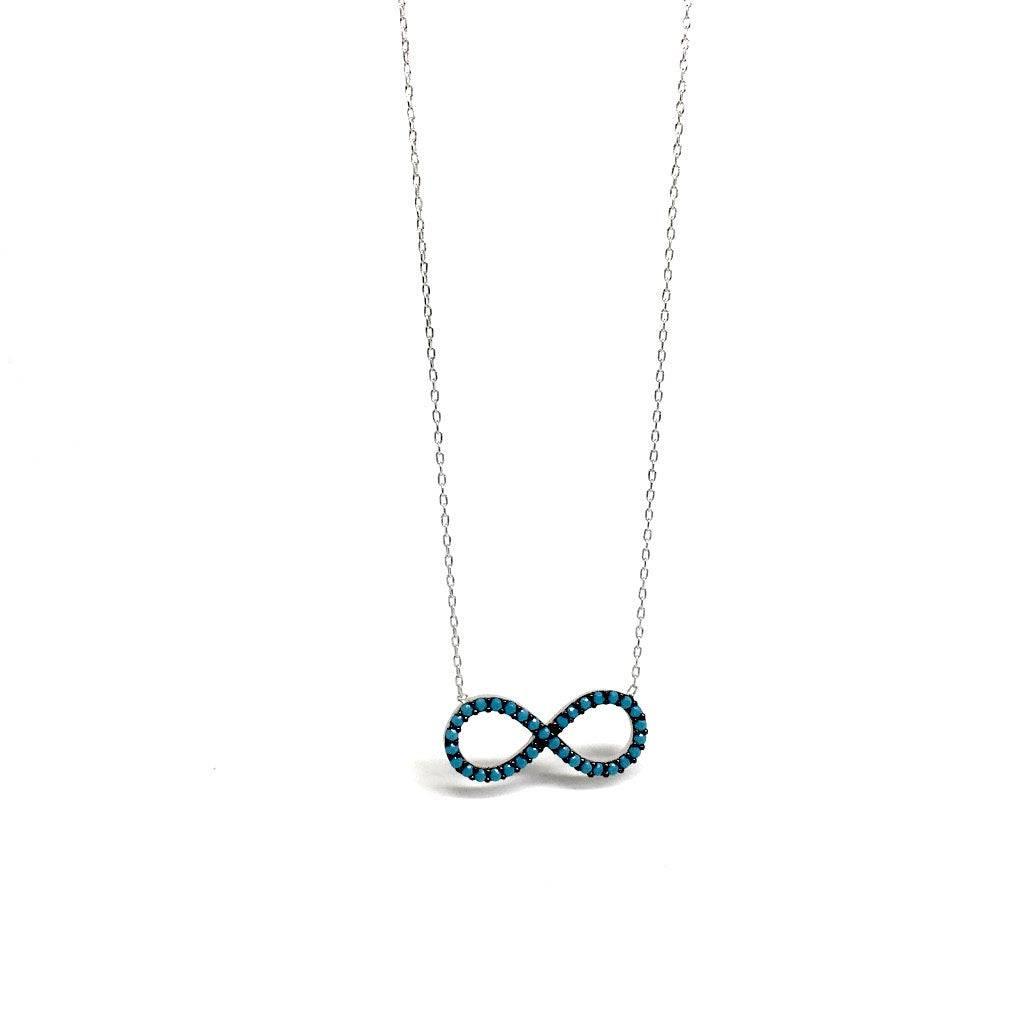 Sterling Silver Blue infinity figure Necklace (Rose Gold & Silver) - Naked Nation UK