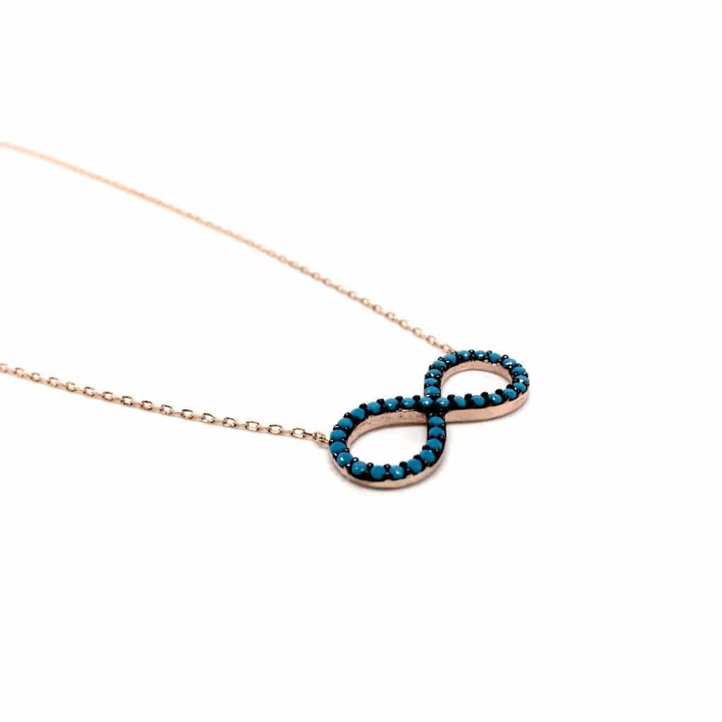 Sterling Silver Blue infinity figure Necklace (Rose Gold & Silver) - Naked Nation UK