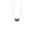 Sterling Silver Butterfly Pendant Necklace with Blue Crystals - Naked Nation UK