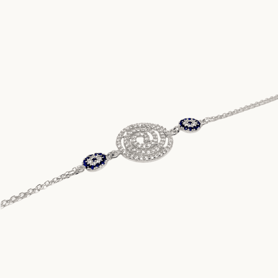 Sterling Silver Cubic Zirconia Rounds Mediterranean Style Bracelet - Naked Nation UK