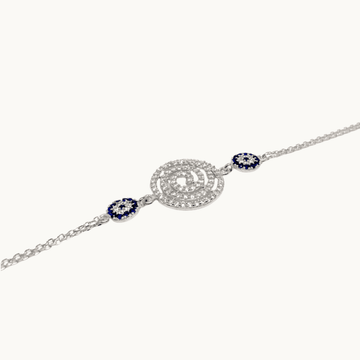 Sterling Silver Cubic Zirconia Rounds Mediterranean Style Bracelet - Naked Nation UK