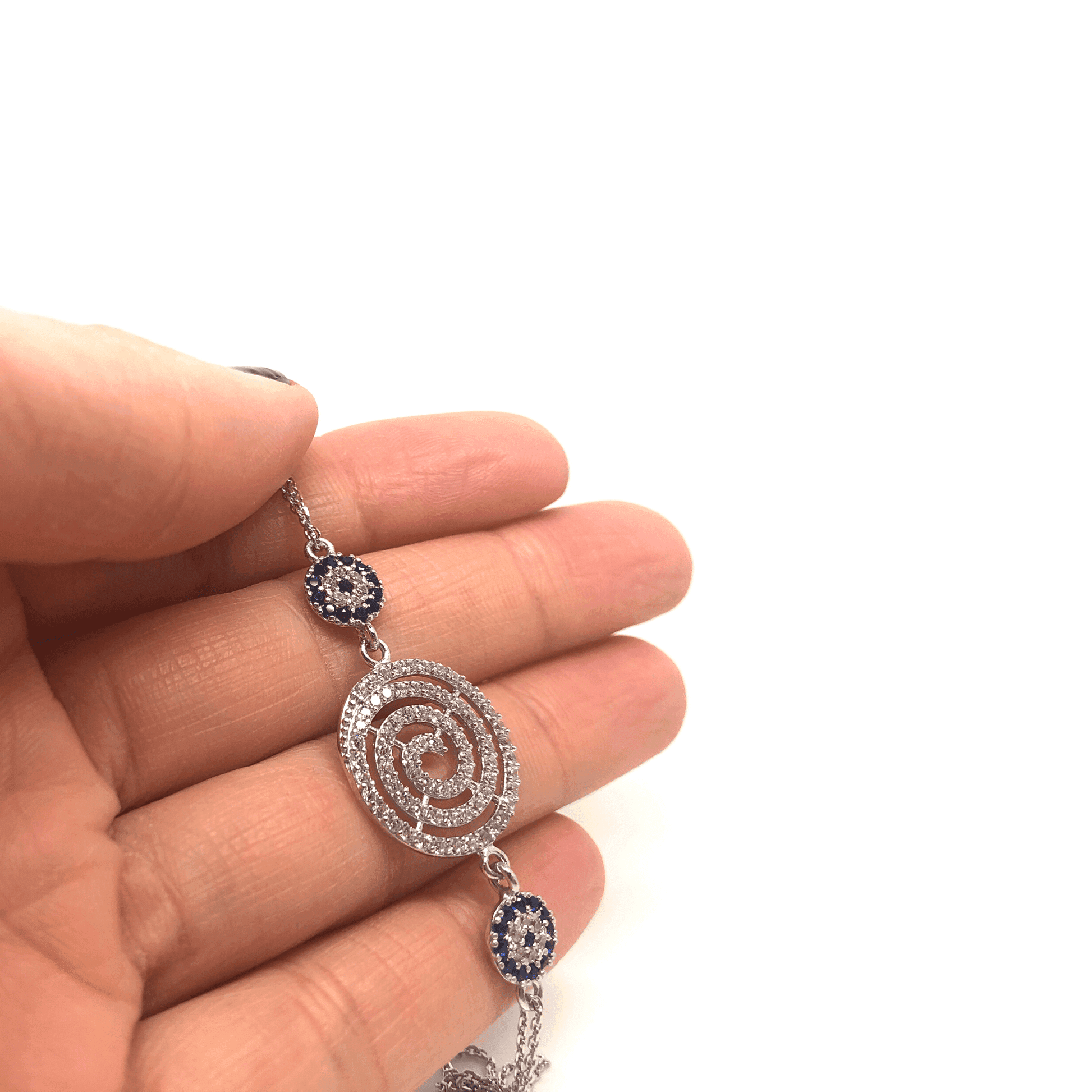 Sterling Silver Cubic Zirconia Rounds Mediterranean Style Bracelet - Naked Nation UK