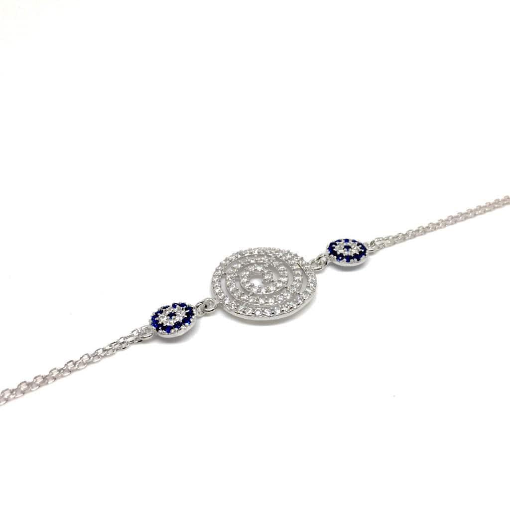 Sterling Silver Cubic Zirconia Rounds Mediterranean Style Bracelet - Naked Nation UK