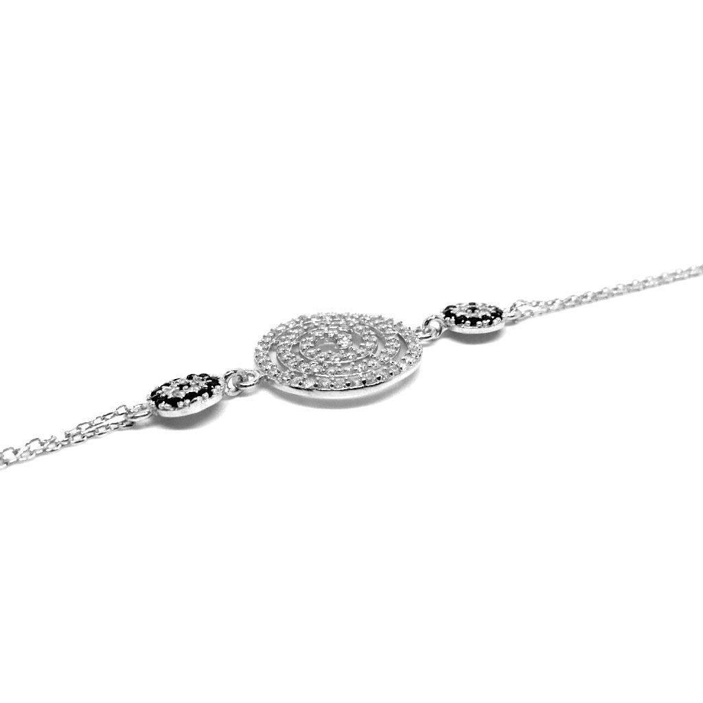 Sterling Silver Cubic Zirconia Rounds Mediterranean Style Bracelet - Naked Nation UK