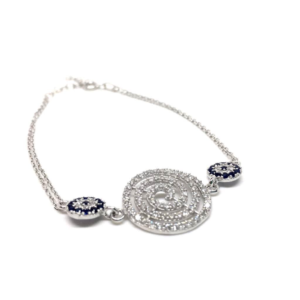 Sterling Silver Cubic Zirconia Rounds Mediterranean Style Bracelet - Naked Nation UK