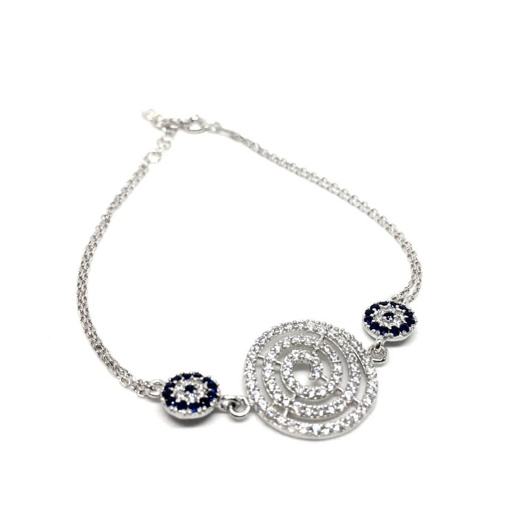 Sterling Silver Cubic Zirconia Rounds Mediterranean Style Bracelet - Naked Nation UK