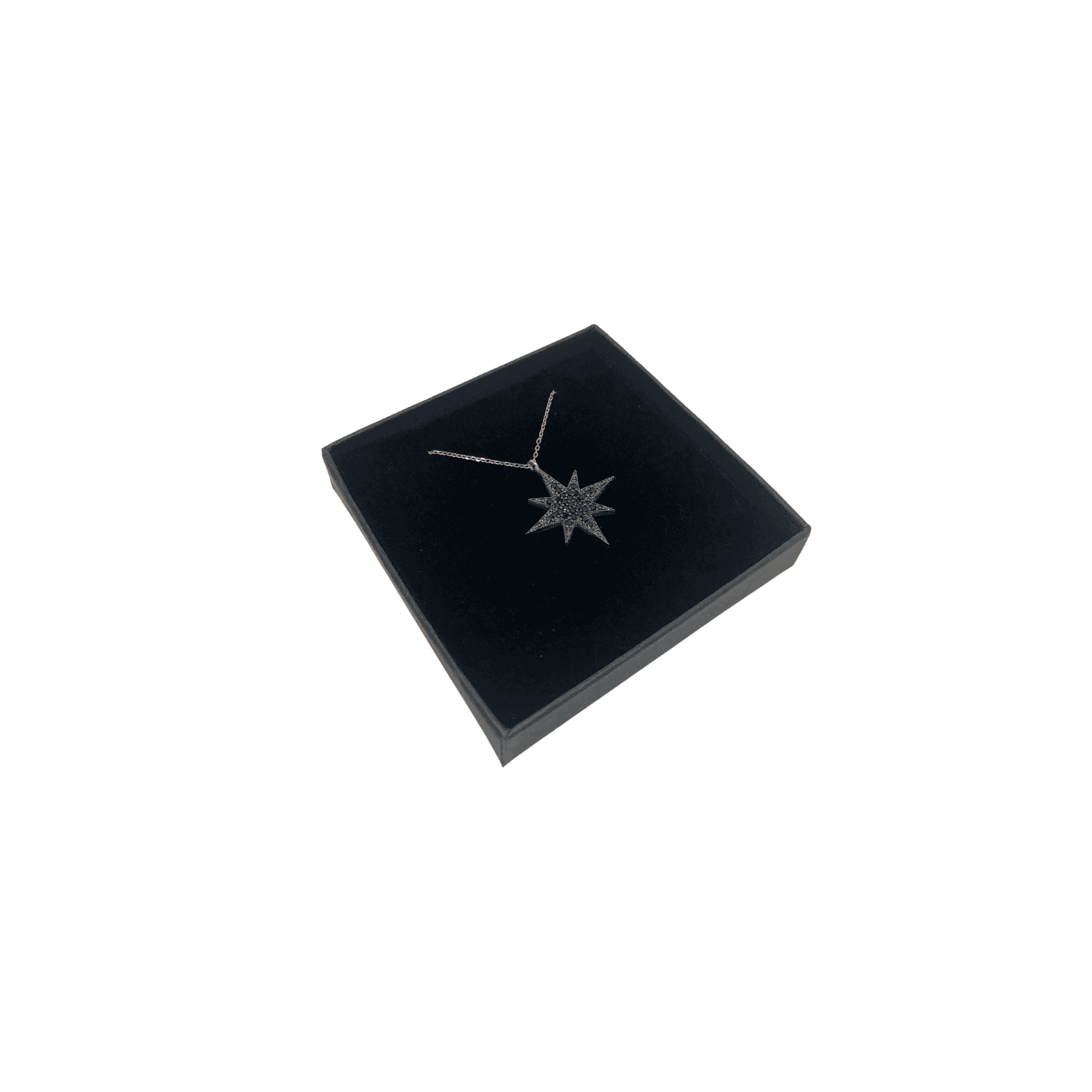 Sterling Silver Cubic Zirconia Star Pendant Necklace With Black and Clear Stones - Naked Nation UK