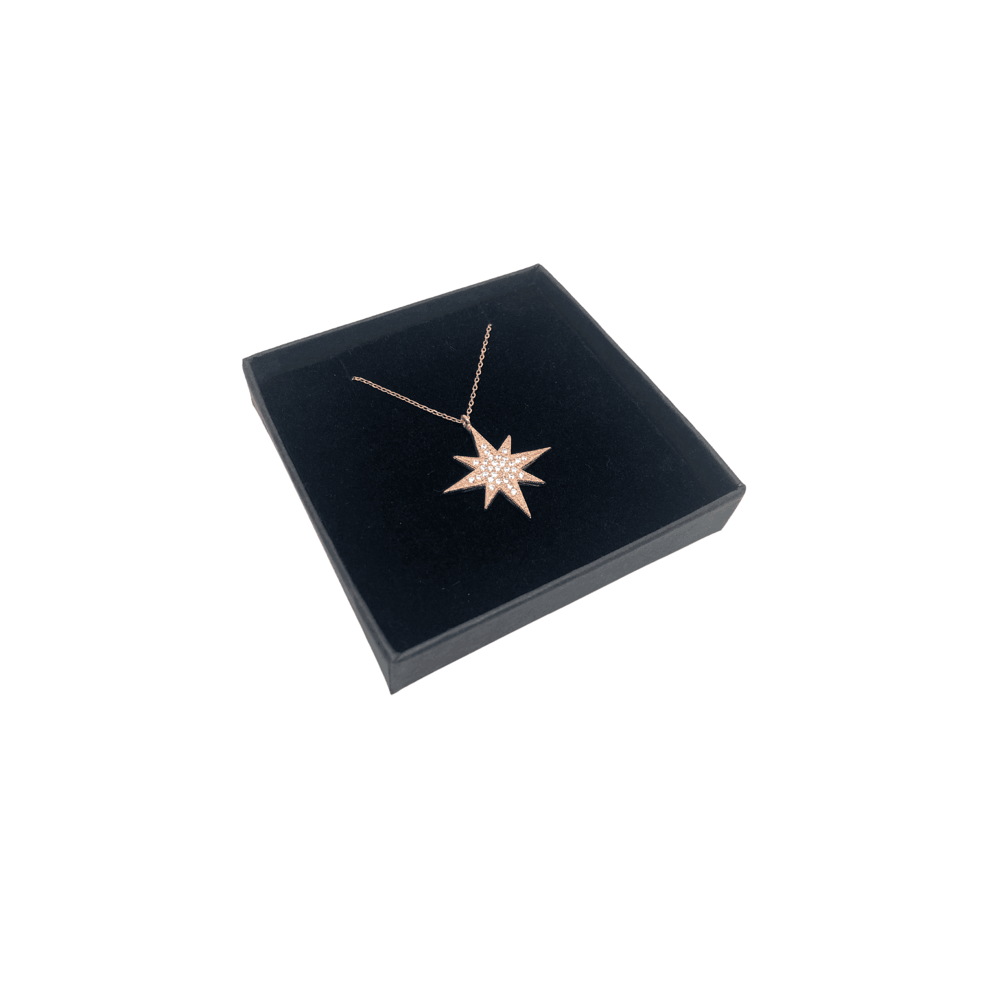 Sterling Silver Cubic Zirconia Star Pendant Necklace With Black and Clear Stones - Naked Nation UK