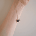 Sterling Silver Cubic Zirconia Star Pendant Necklace With Black and Clear Stones - Naked Nation UK