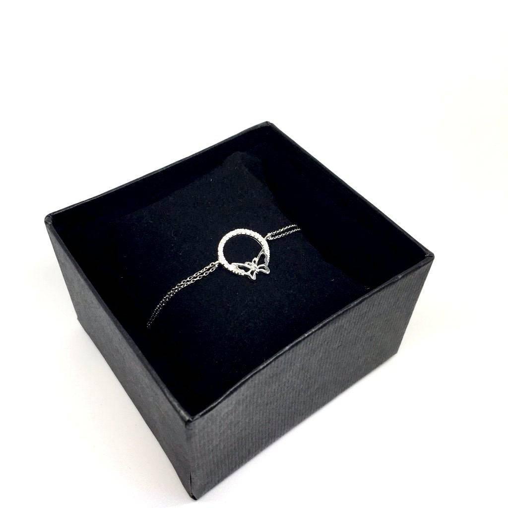 Sterling Silver Cubic Zirconia with Butterfly Bracelet. Gift Box Included - Naked Nation UK