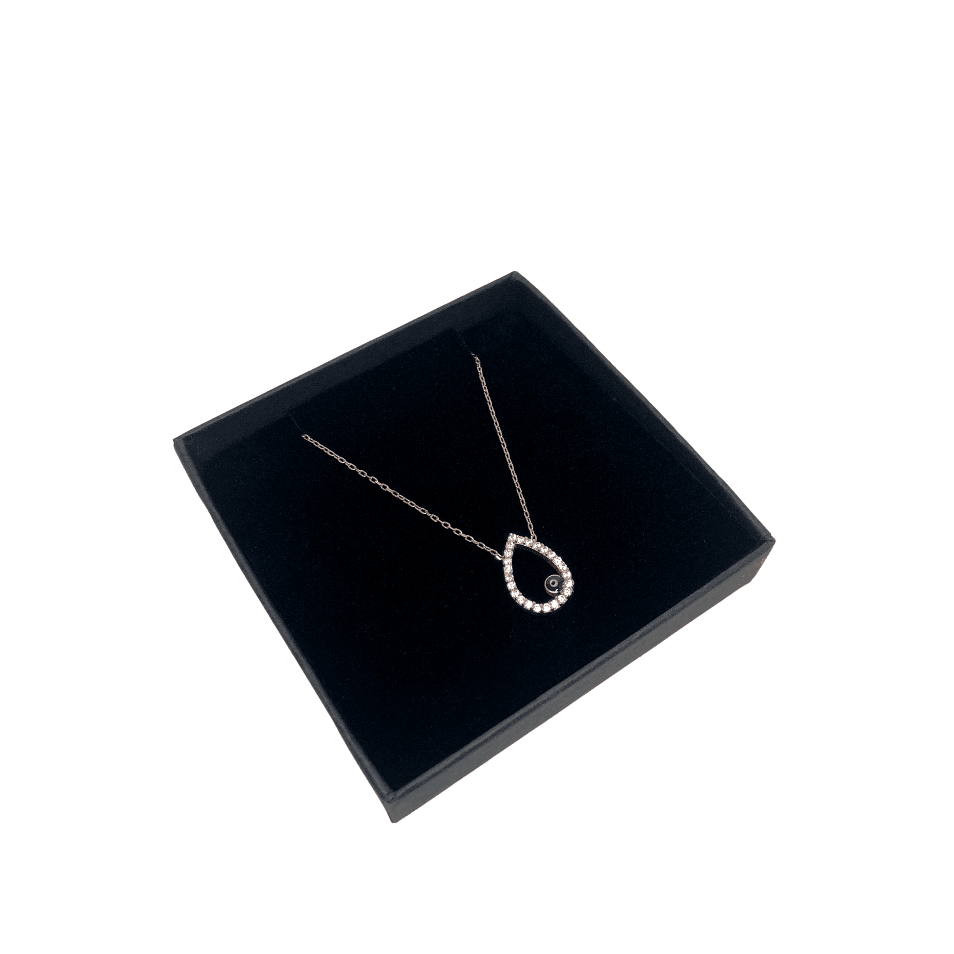 Sterling Silver Drop Pendant with Evil Eye (Turkish Eye) - Naked Nation UK
