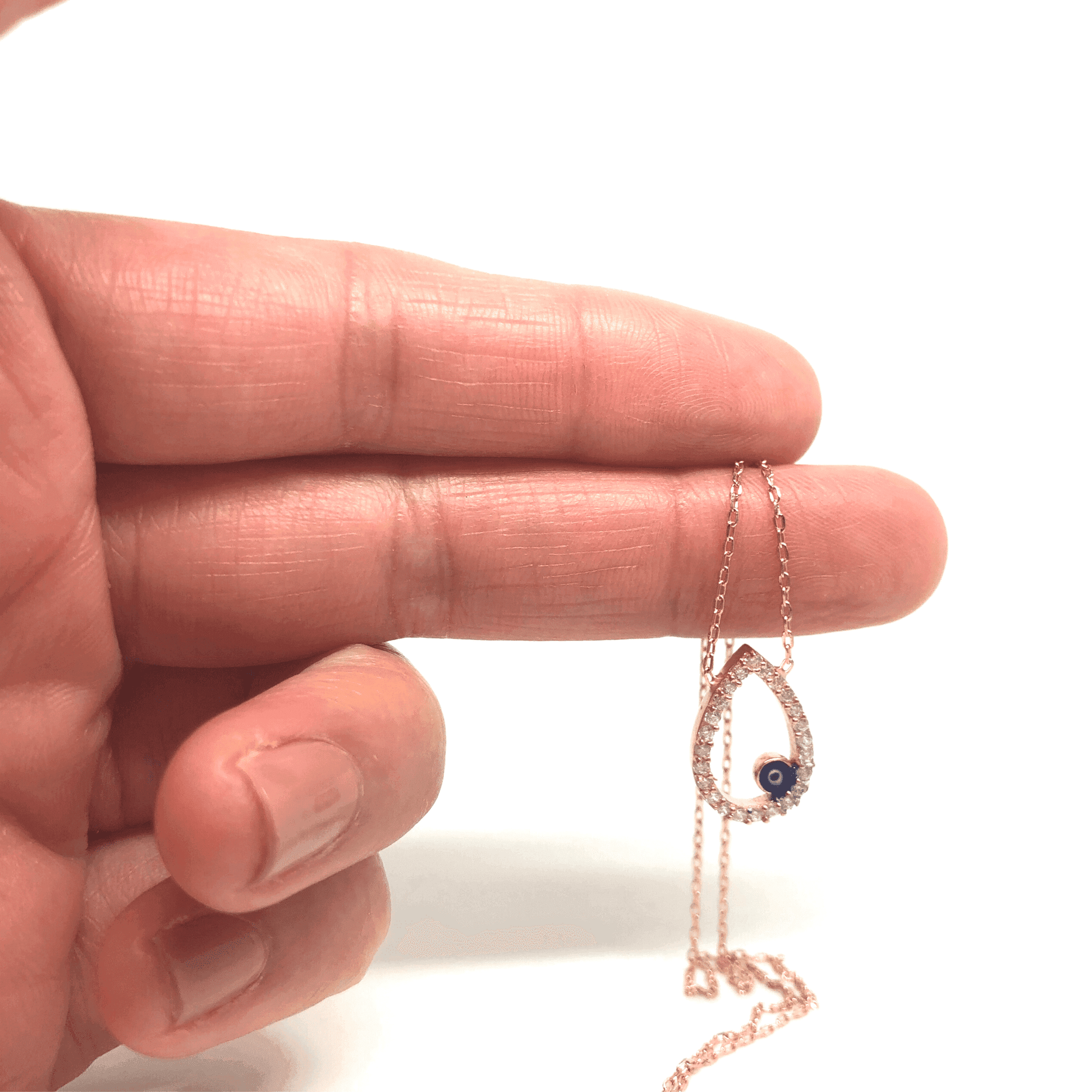 Sterling Silver Drop Pendant with Evil Eye (Turkish Eye) - Naked Nation UK