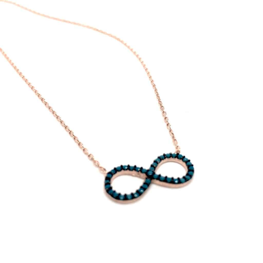 Sterling Silver Infinity Mini infinity figure Pendant Necklace in Rose Gold or Silver - Naked Nation UK