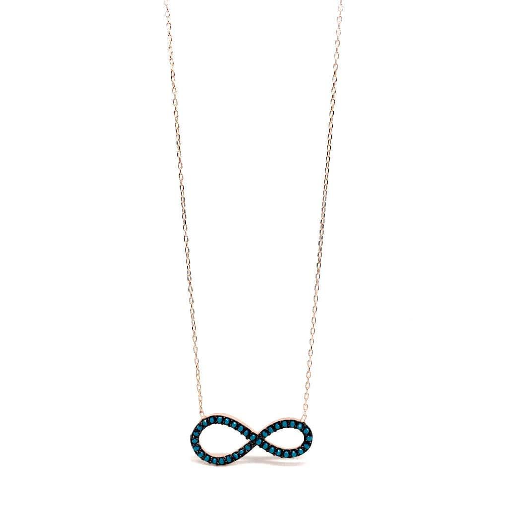 Sterling Silver Infinity Pendant with Blue Stones Necklace and luxurious gift box - Naked Nation UK