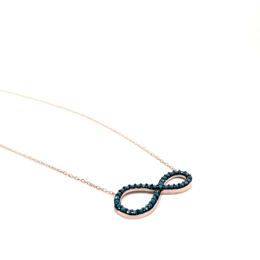 Sterling Silver Infinity Pendant with Blue Stones Necklace and luxurious gift box - Naked Nation UK