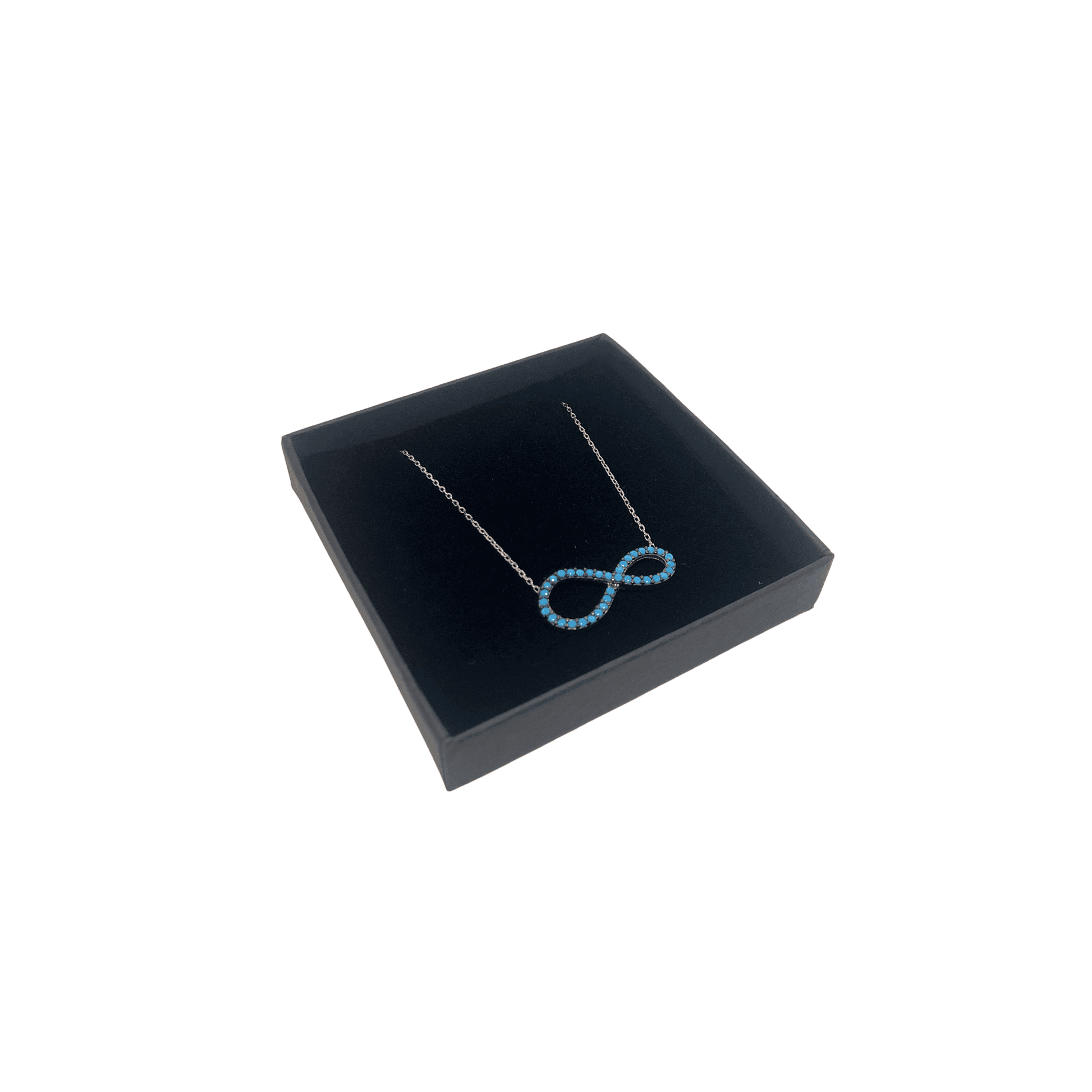 Sterling Silver Infinity Pendant with Blue Stones Necklace and luxurious gift box - Naked Nation UK