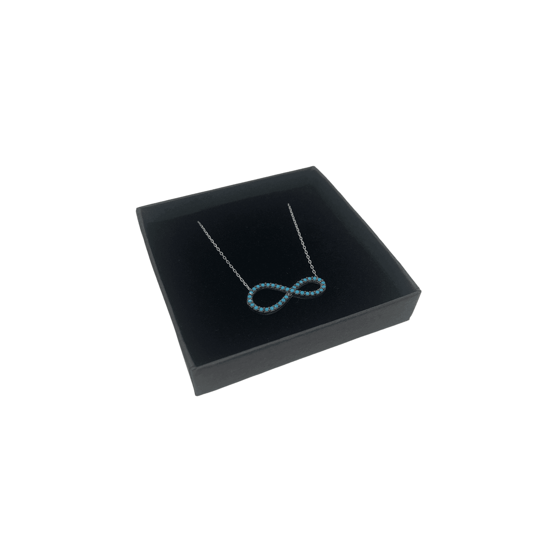 Sterling Silver Infinity Pendant with Blue Stones Necklace and luxurious gift box - Naked Nation UK