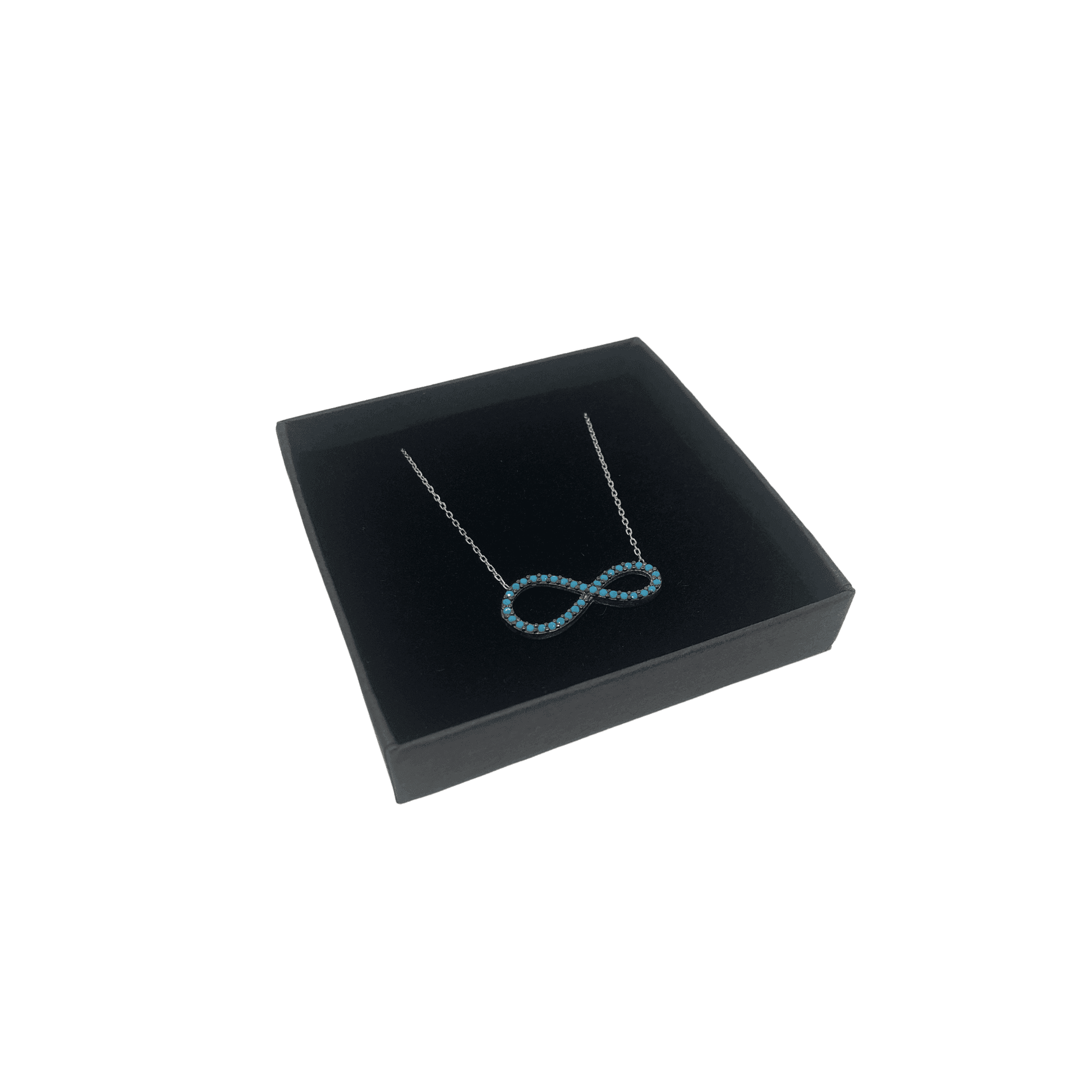 Sterling Silver Infinity Pendant with Blue Stones Necklace and luxurious gift box - Naked Nation UK