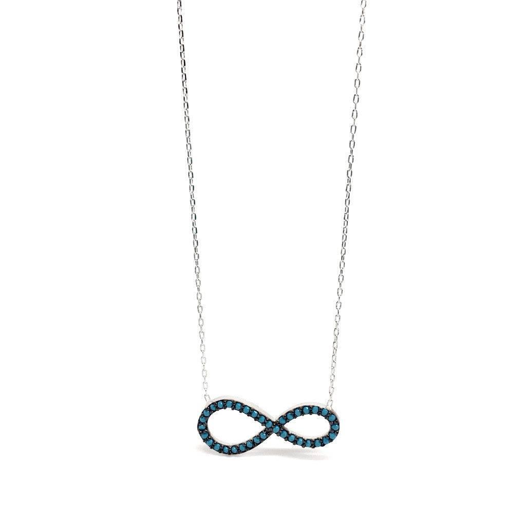 Sterling Silver Infinity Pendant with Blue Stones Necklace and luxurious gift box - Naked Nation UK