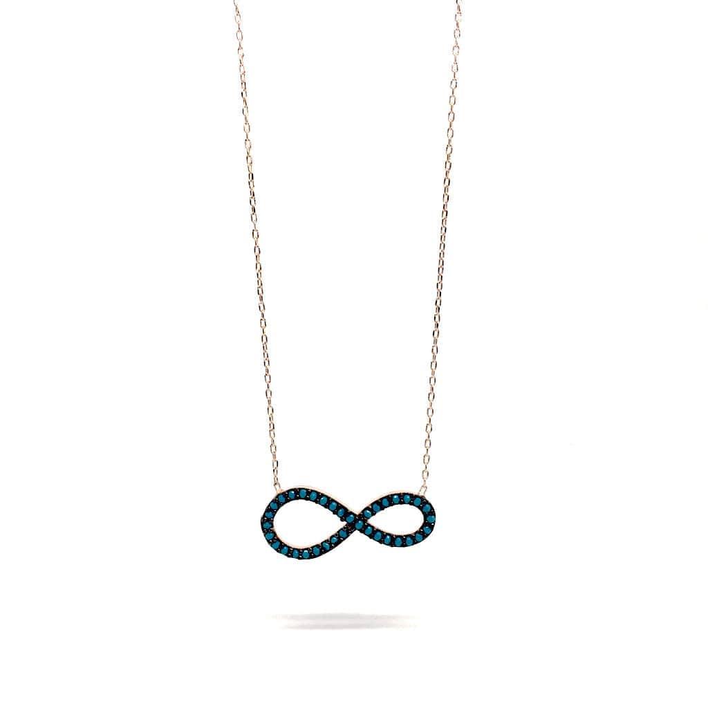 Sterling Silver Infinity Pendant with Blue Stones Necklace and luxurious gift box - Naked Nation UK