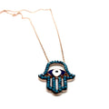 Sterling Silver Mediterranean Hamsa Hand and Turkish Eye (Evil Eye) Pendant - Naked Nation UK