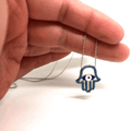 Sterling Silver Mediterranean Hamsa Hand and Turkish Eye (Evil Eye) Pendant - Naked Nation UK