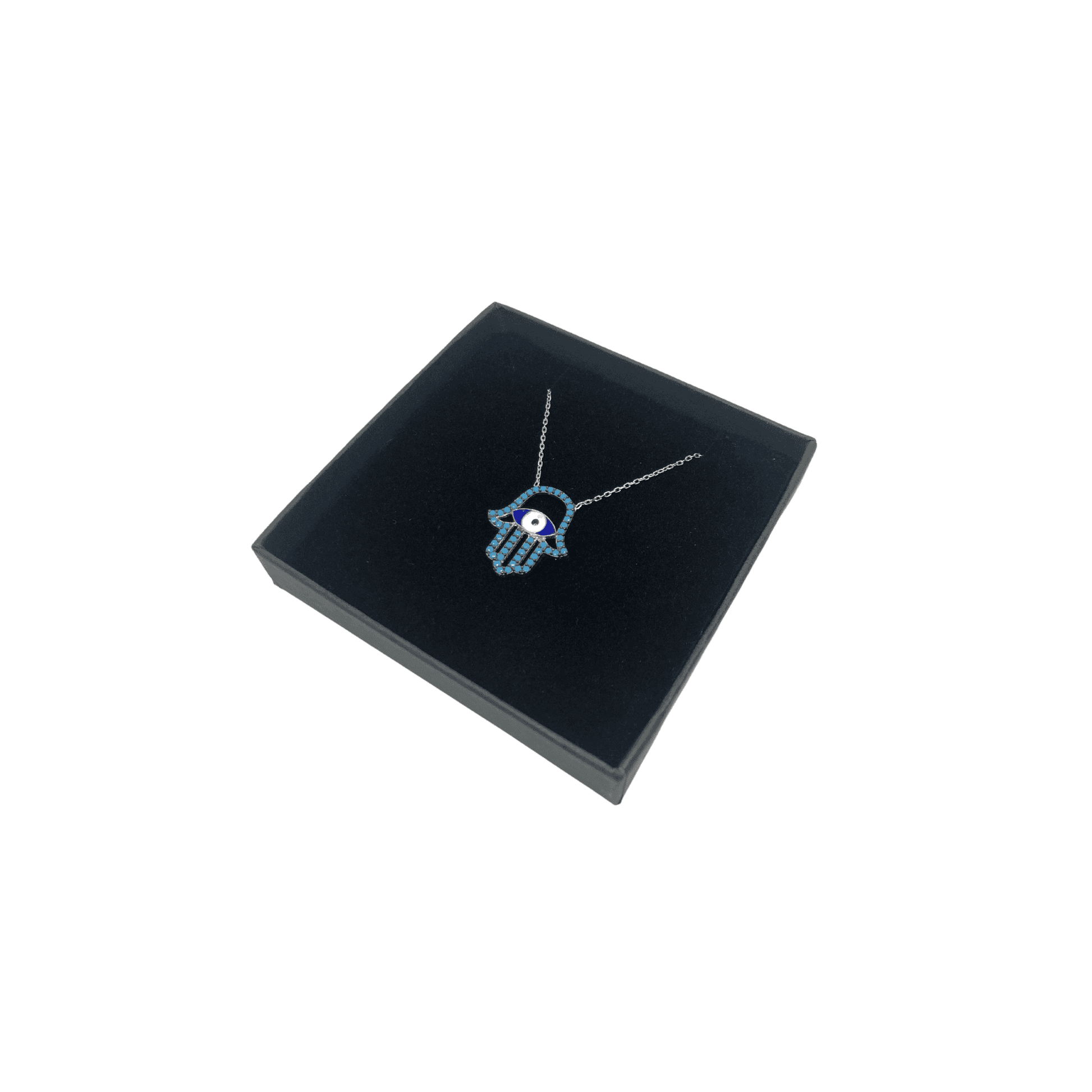 Sterling Silver Mediterranean Hamsa Hand and Turkish Eye (Evil Eye) Pendant - Naked Nation UK